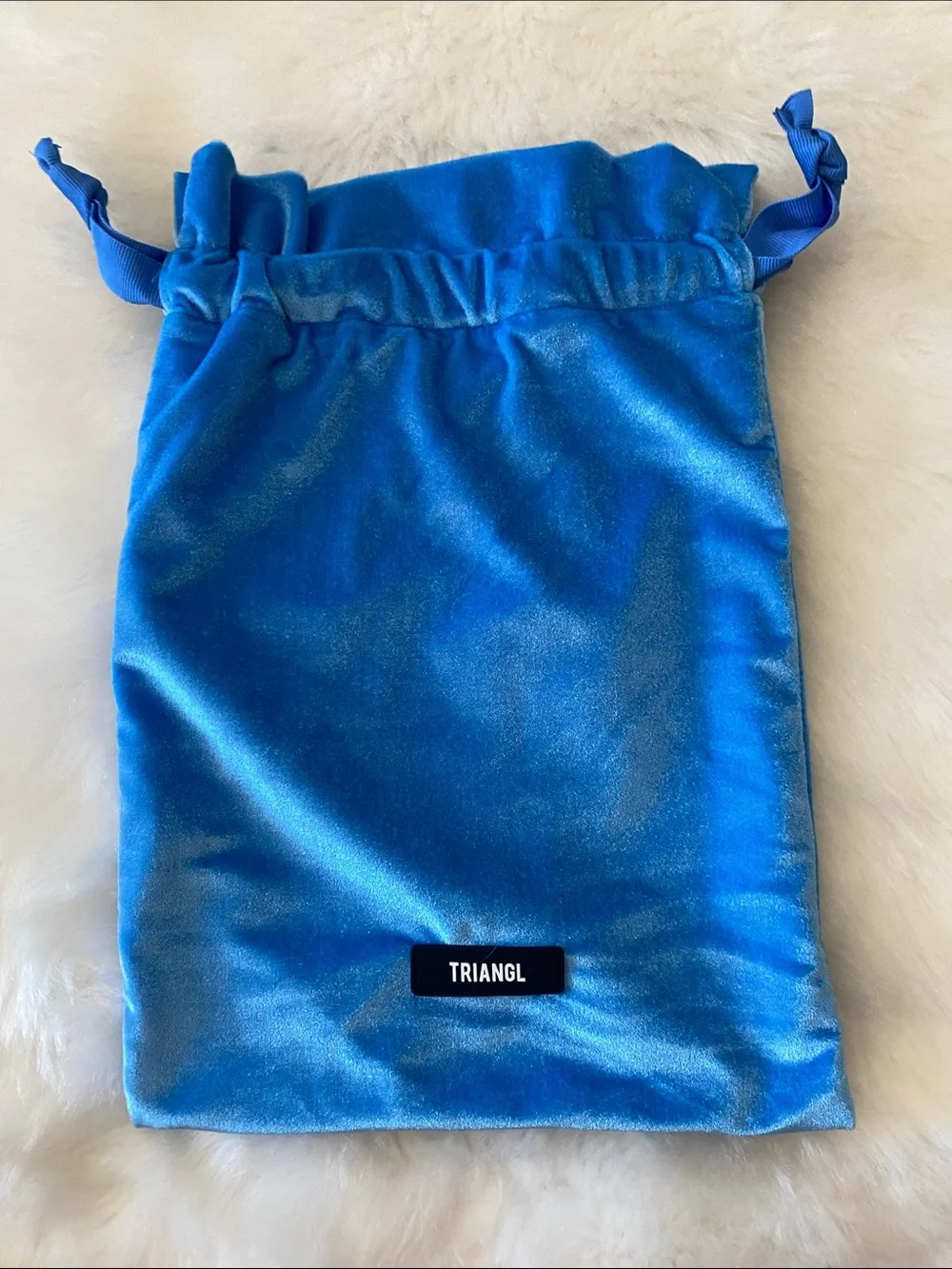 triangl swimwear Blue Velvet Drawstring Cosmetic Pouch